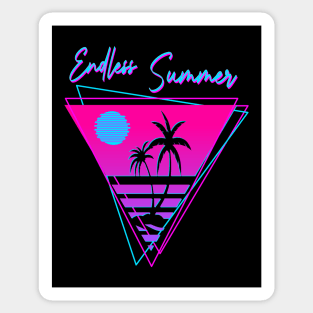 Endless summer triangle with a tropical sunset and a 80s neon vaporware design Sticker